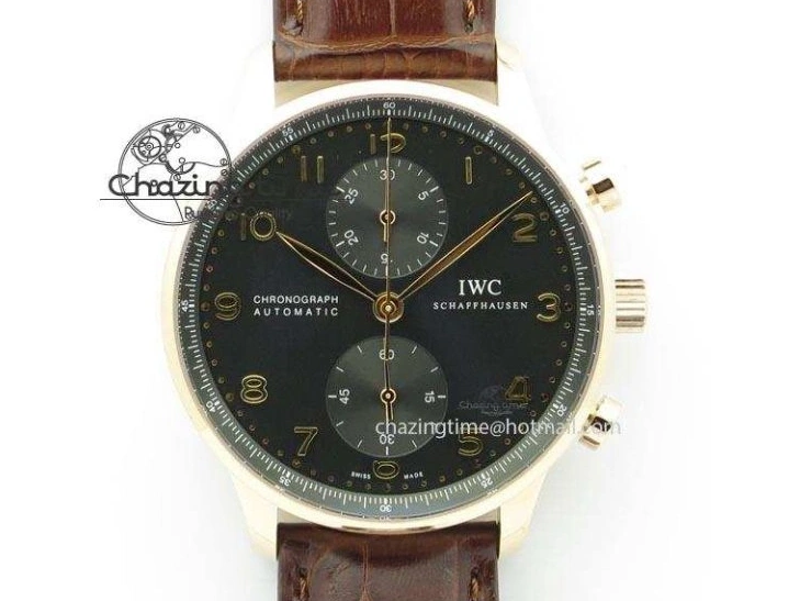 MIROTIME 0520 Elegant Portuguese IW371615 ZF 1:1 Best Edition SS Green Dial on Black Leather Strap A96355 V 7081